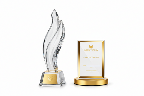Premium crystal trophy and crystal recognition award from Meru Trophy, leading trophy dealers near me in Mumbai, India.