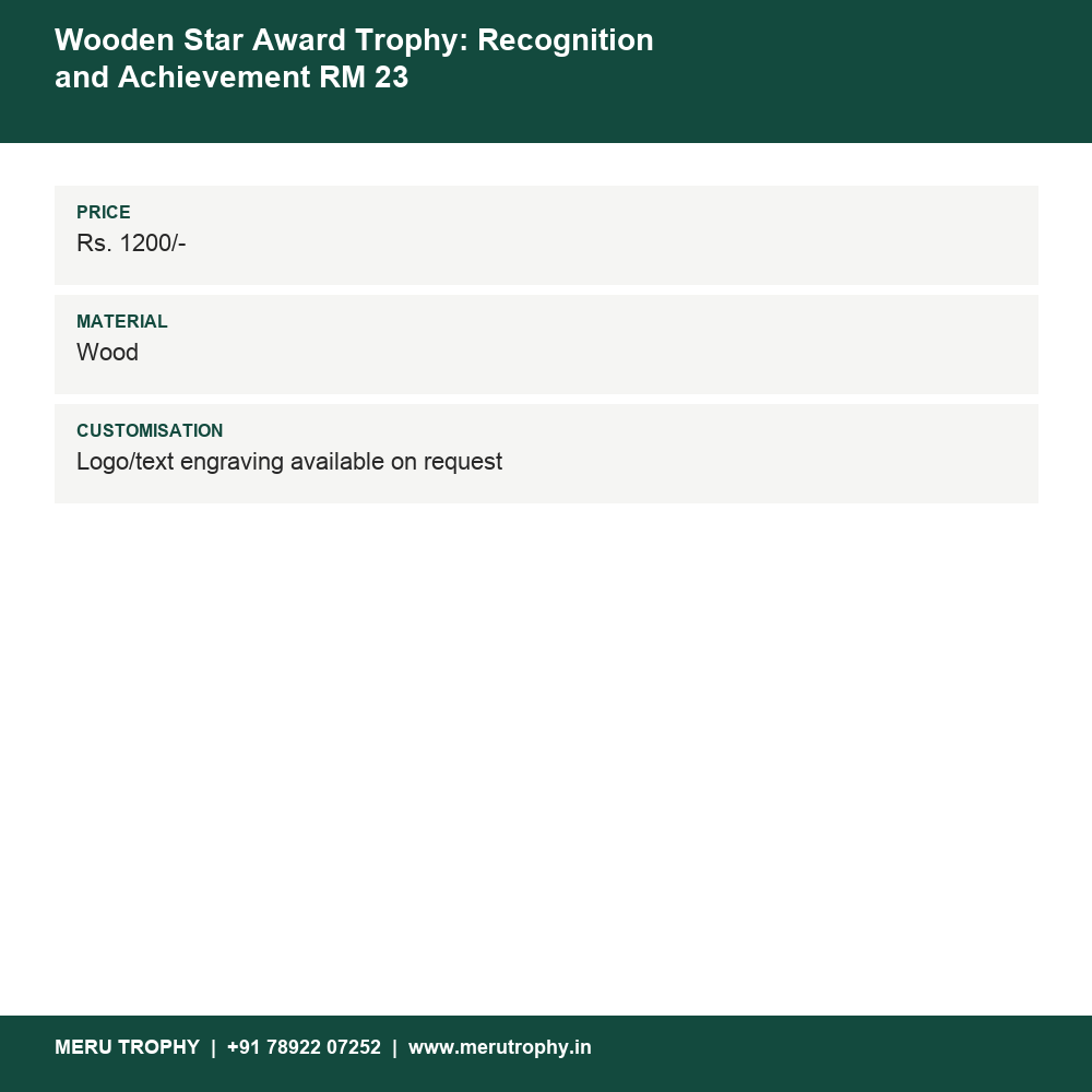 Wooden Star Award Trophy: Recognition and Achievement RM 23 details - Meru Trophy