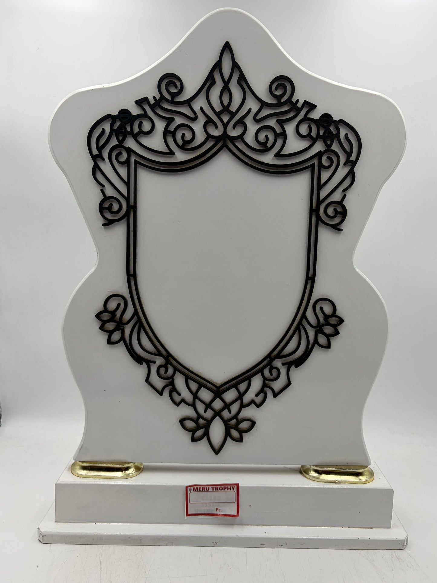 White Wooden Shield Memento 3151 - Custom Corporate Awards & Wooden Mementos