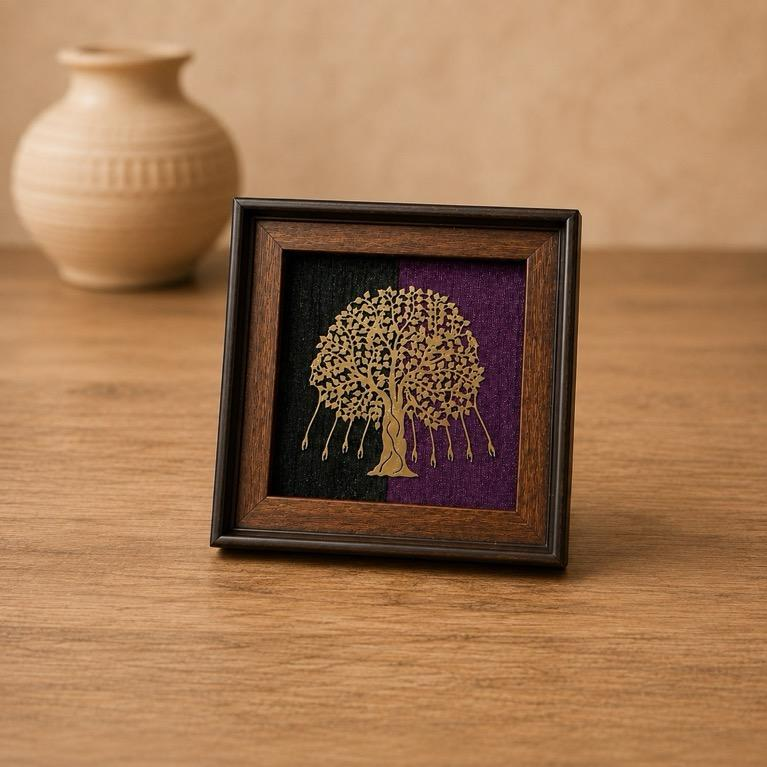 Van Rekha Carved Wooden Tree of Life Panel, handcrafted wood carving