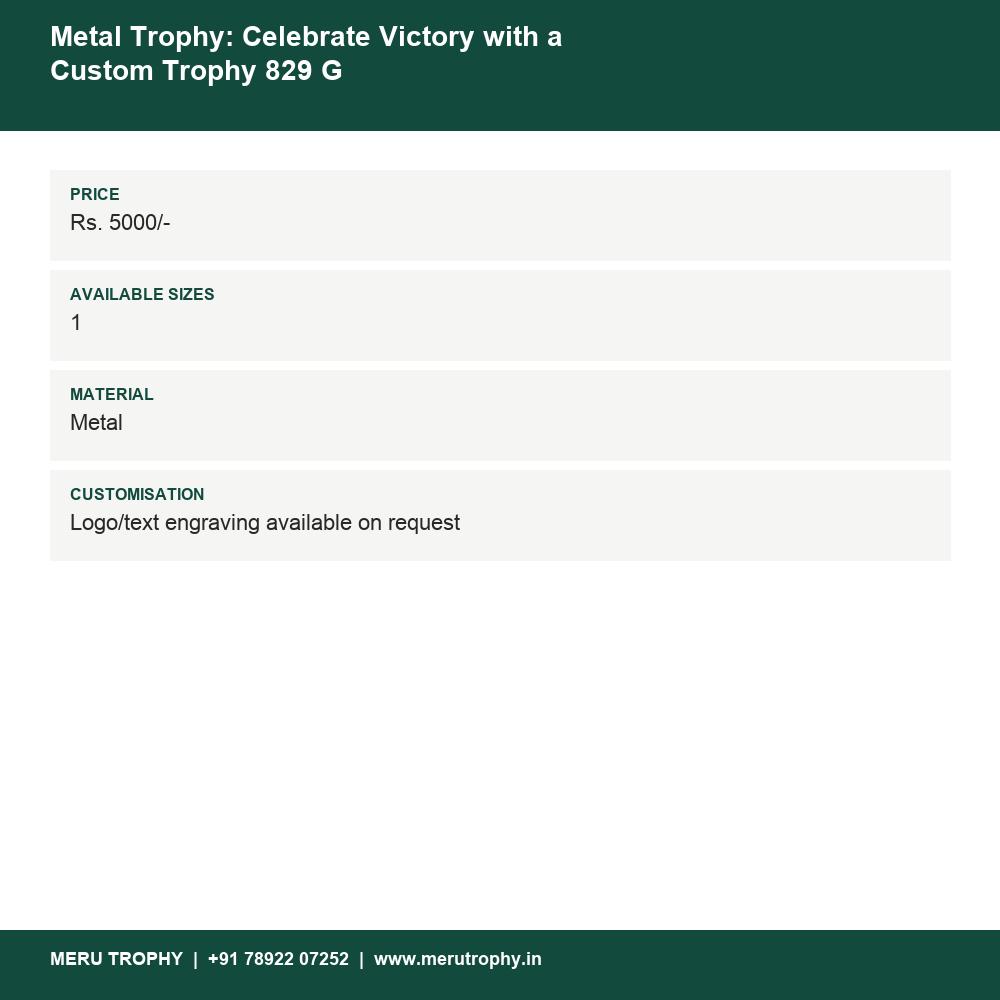 Metal Trophy: Celebrate Victory with a Custom Trophy 829 G details - Meru Trophy