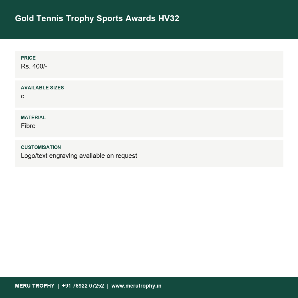 Gold Tennis Trophy Sports Awards HV32 details - Meru Trophy