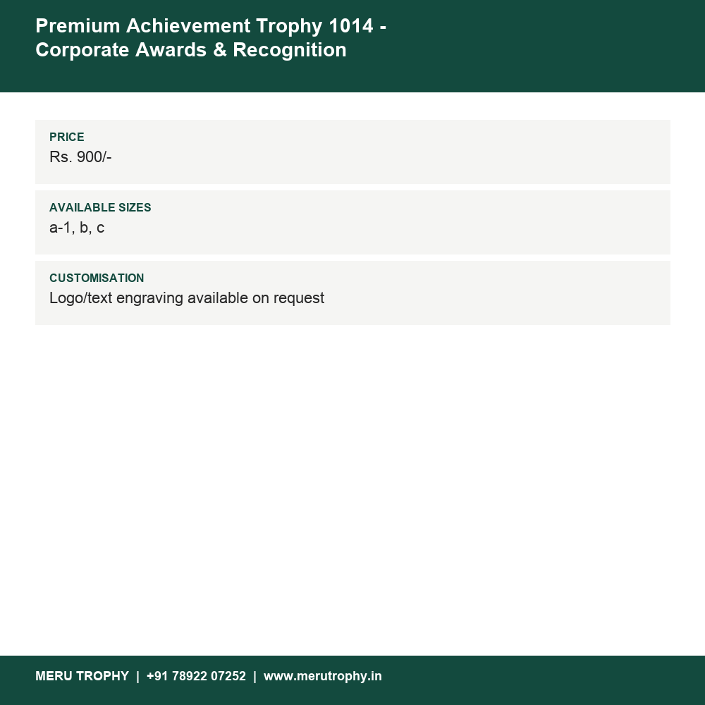 Premium Achievement Trophy 1014 - Corporate Awards & Recognition details - Meru Trophy