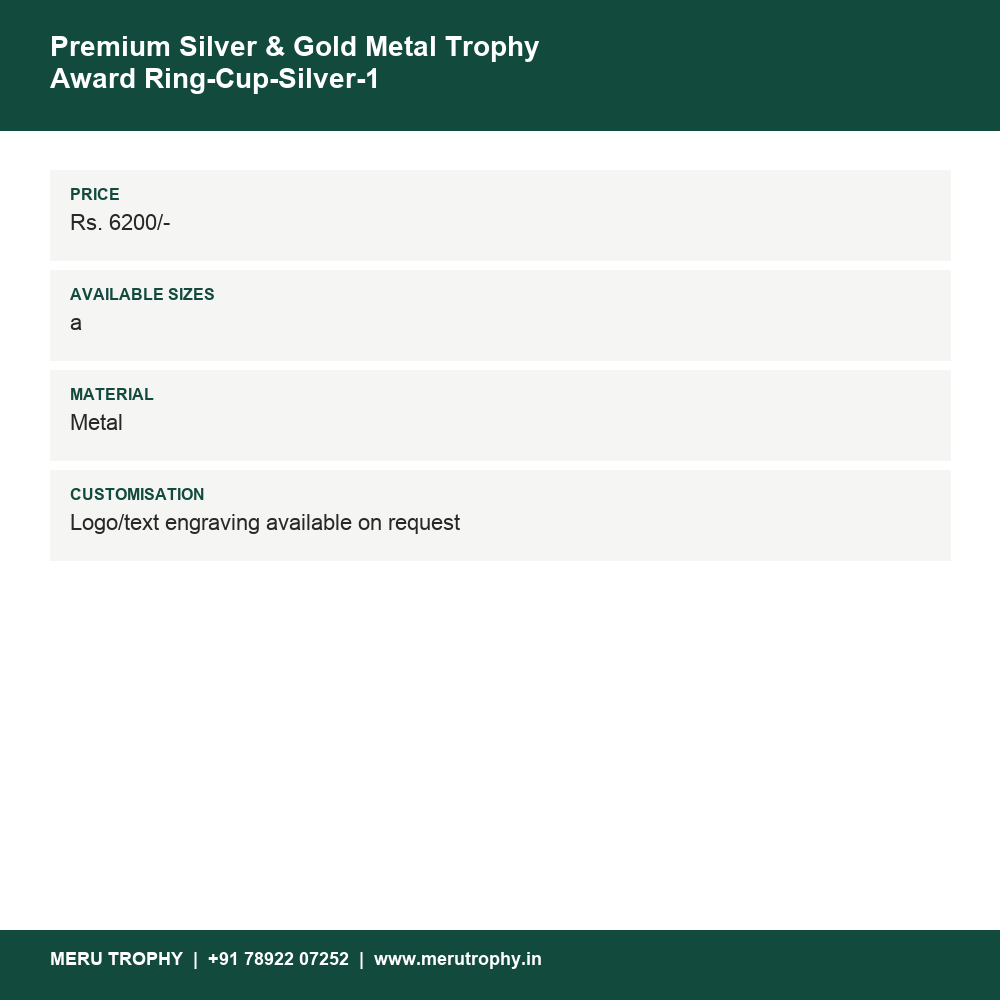 Premium Silver & Gold Metal Trophy Award Ring-Cup-Silver-1 details - Meru Trophy