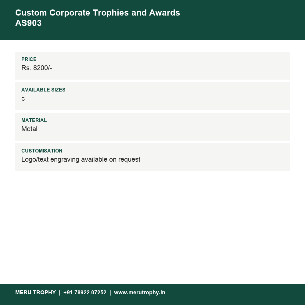 Custom Corporate Trophies and Awards AS903 details - Meru Trophy
