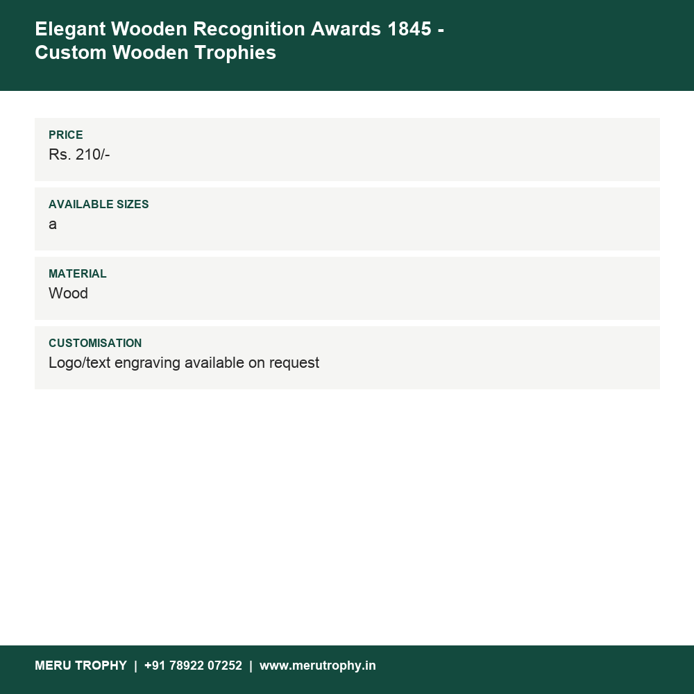 Elegant Wooden Recognition Awards 1845 - Custom Wooden Trophies details - Meru Trophy