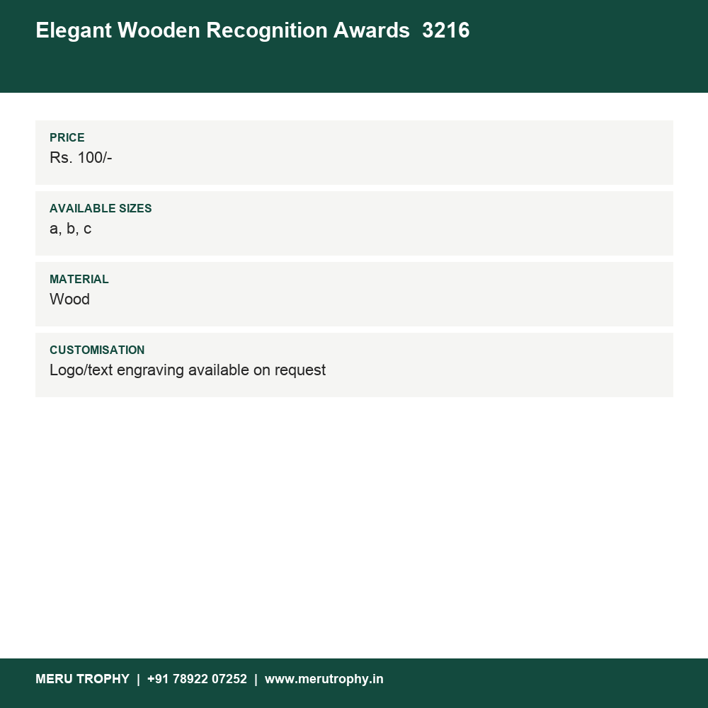 Elegant Wooden Recognition Awards 3216 details - Meru Trophy