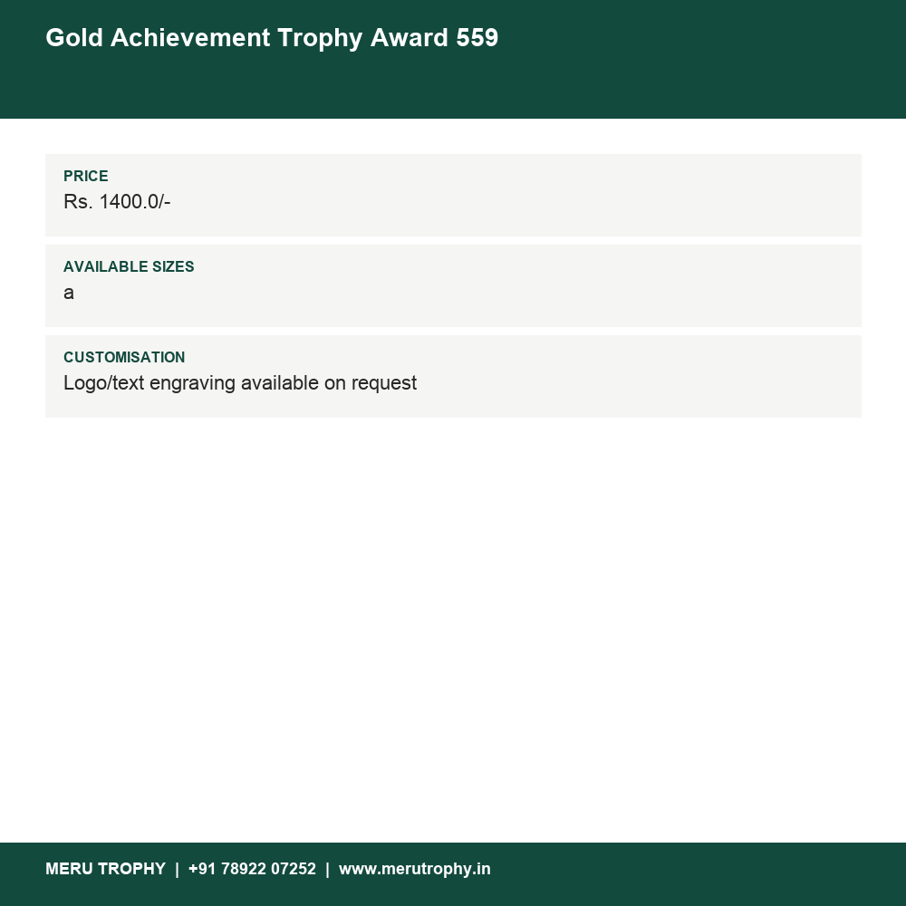 Gold Achievement Trophy Award 559 details - Meru Trophy