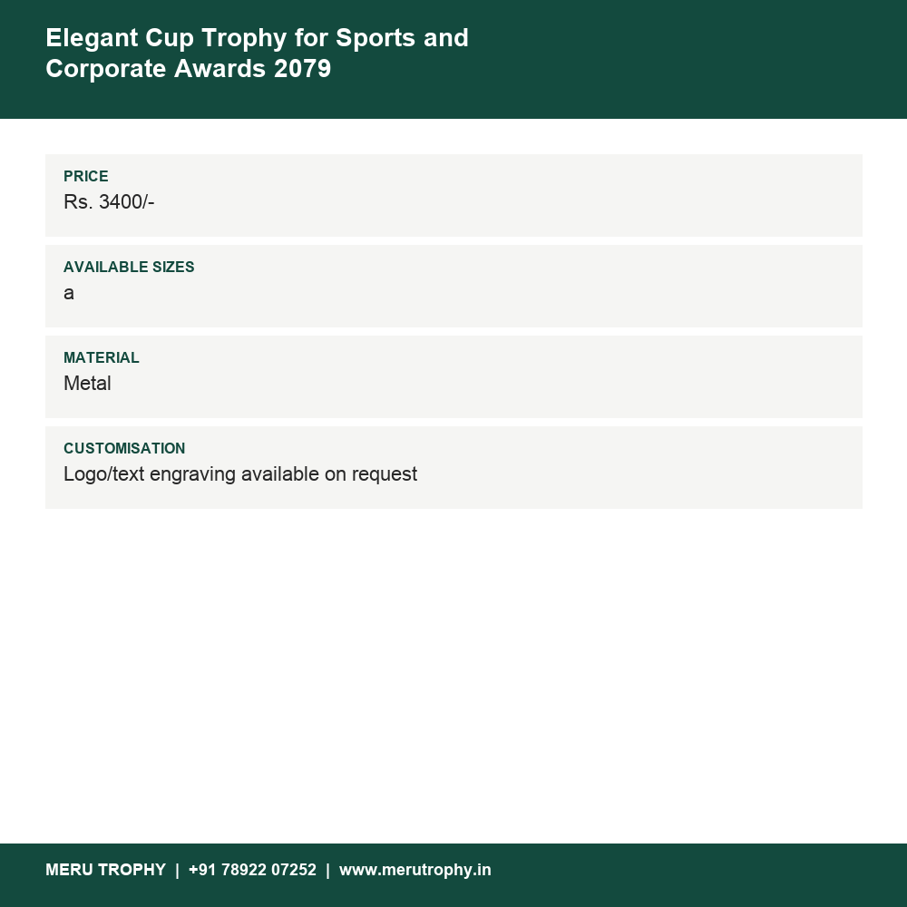 Elegant Cup Trophy for Sports and Corporate Awards 2079 details - Meru Trophy
