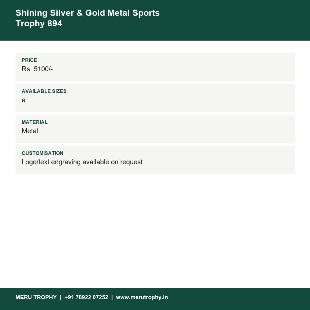 Shining Silver & Gold Metal Sports Trophy 894 details - Meru Trophy
