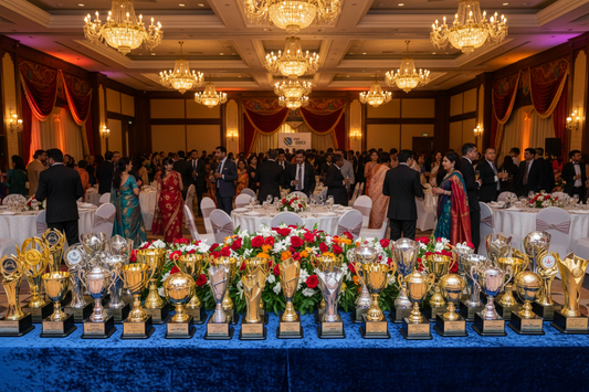 High-quality premium crystal trophy for corporate excellence events in Bangalore by Meru Trophy manufacturer in India.