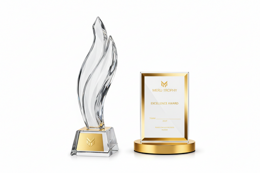 Premium crystal trophy and crystal recognition award from Meru Trophy, leading trophy dealers near me in Mumbai, India.