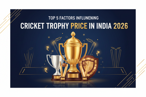 A premium gold-plated cricket trophy on a wooden base; highlighting the cricket trophy price and quality from Meru Trophy.