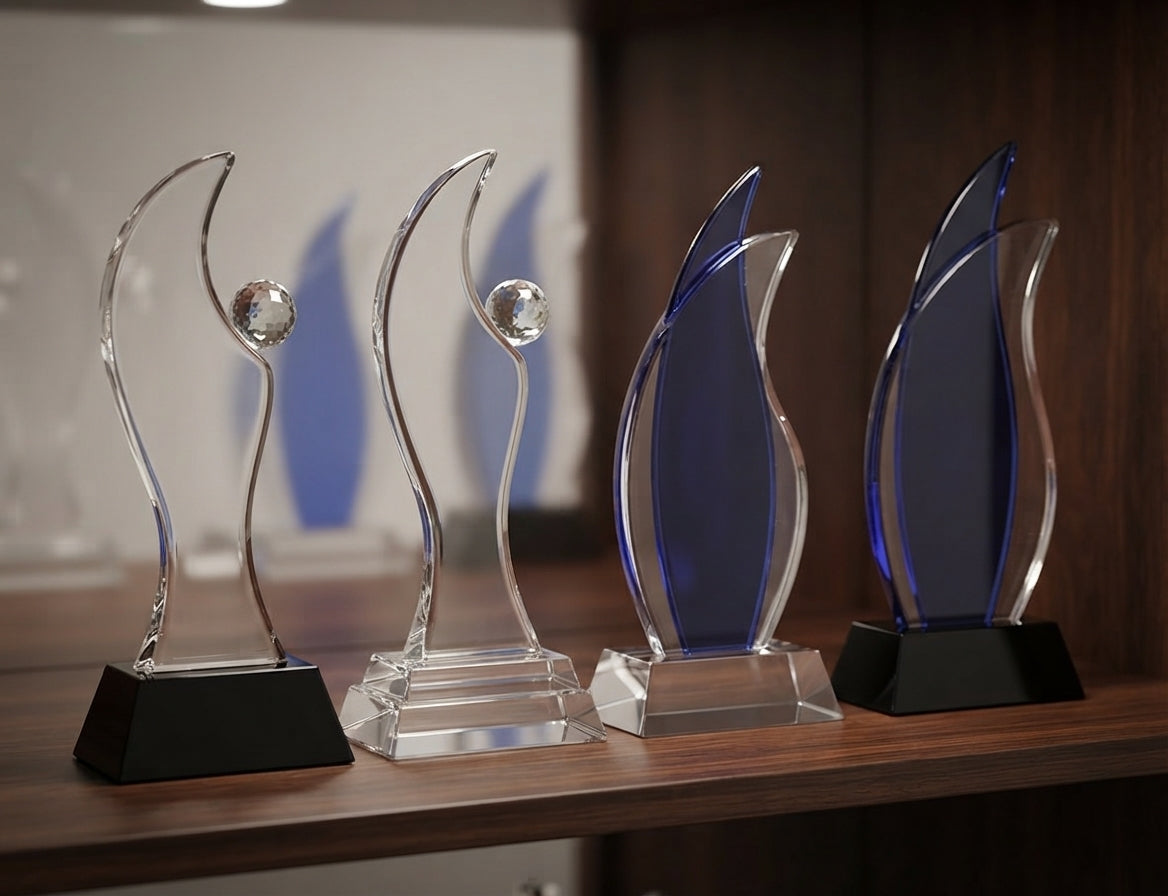 Crystal Trophies Flame Design Achievement Awards CST 86 - Custom Awards alternate view - Meru Trophy