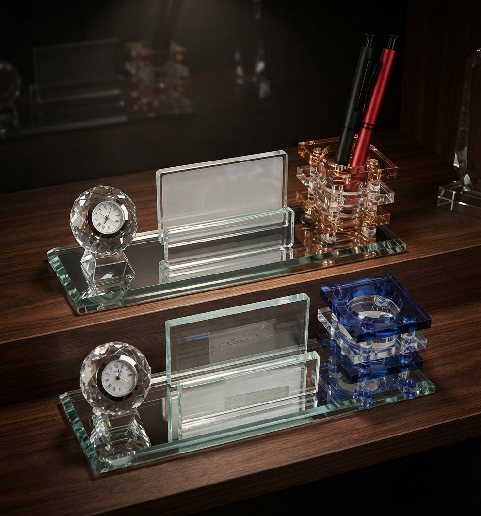 Crystal Trophy Desk Organizer CST 93 - Elegant Awards & Recognition alternate view - Meru Trophy