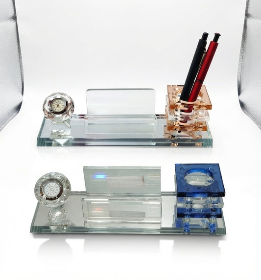 Crystal Trophy Desk Organizer CST 93 - Elegant Awards & Recognition - Meru Trophy