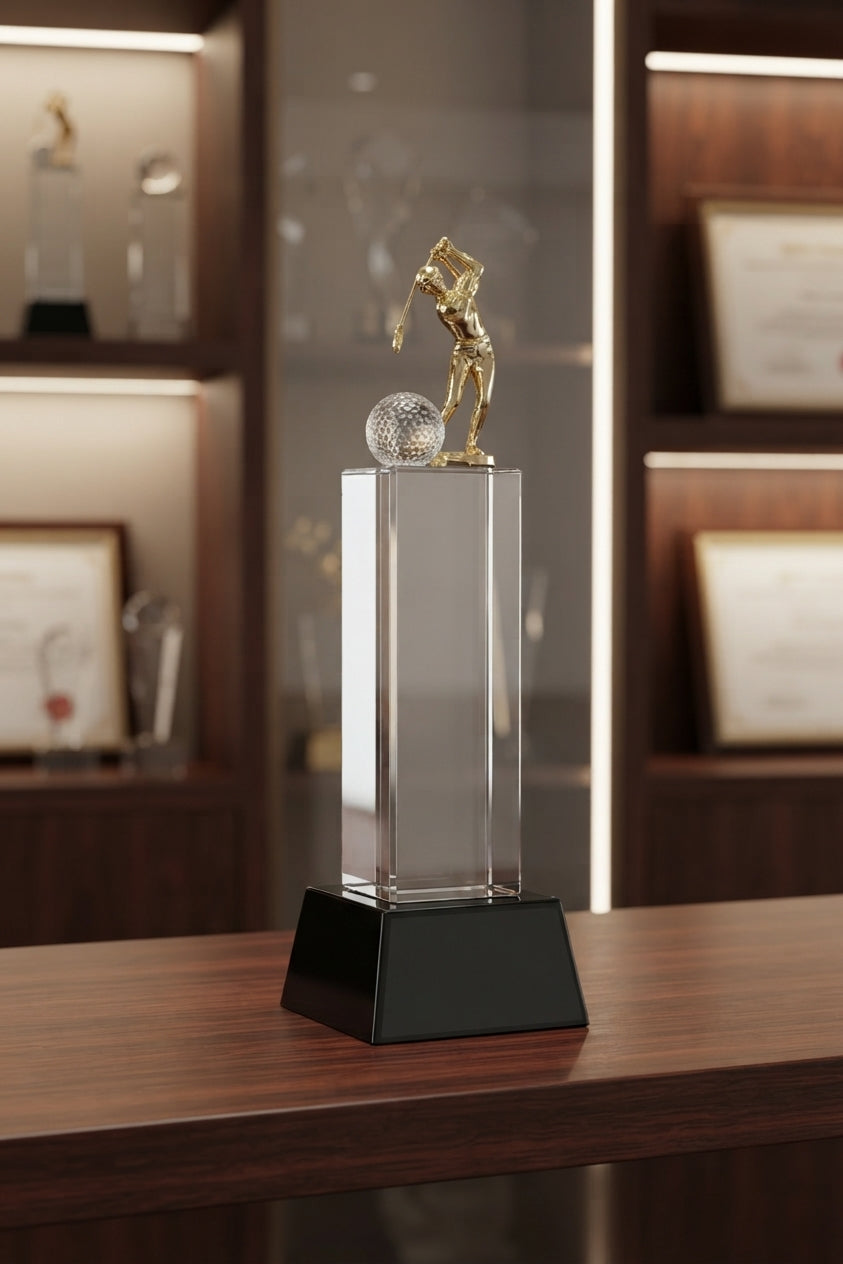 Crystal Golf Trophy Award CST 105 - Premium Crystal Awards alternate view - Meru Trophy