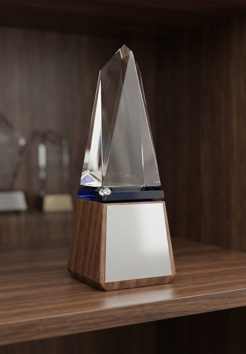 Corporate Crystal Trophy Award CST 116 - Premium Crystal Awards alternate view - Meru Trophy