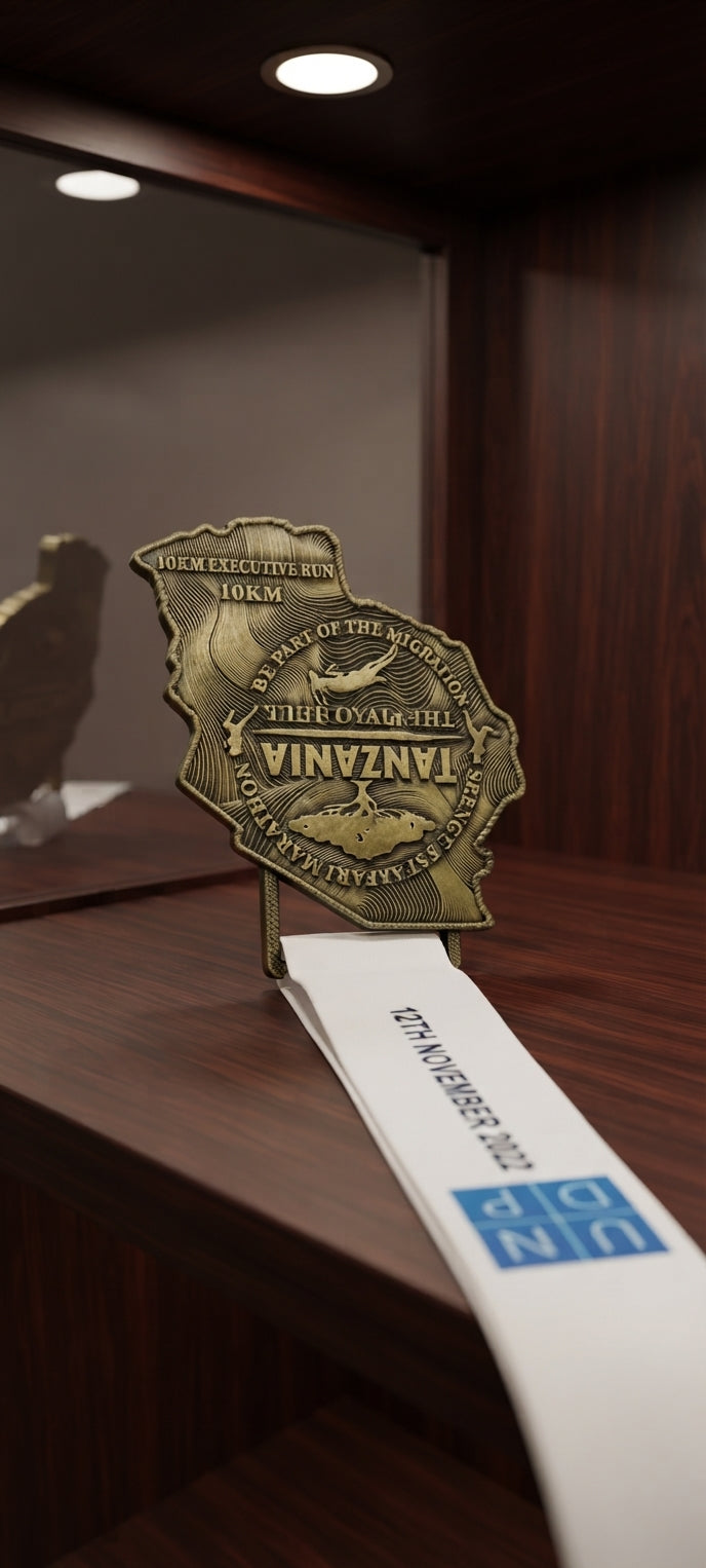 Custom Tanzania Marathon Medallions Awards - Engraved Medals 2022-6 alternate view - Meru Trophy