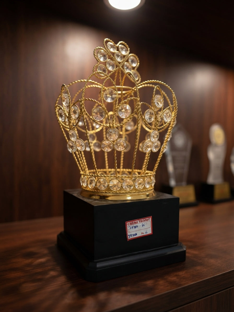 3780 Golden Crown Crystal Trophy Decorative Award Plaques Meru Trophy 3780 alternate view - Meru Trophy