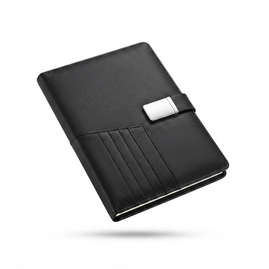 PU Diary with Front Pocket - Black - Meru Trophy corporate gifting