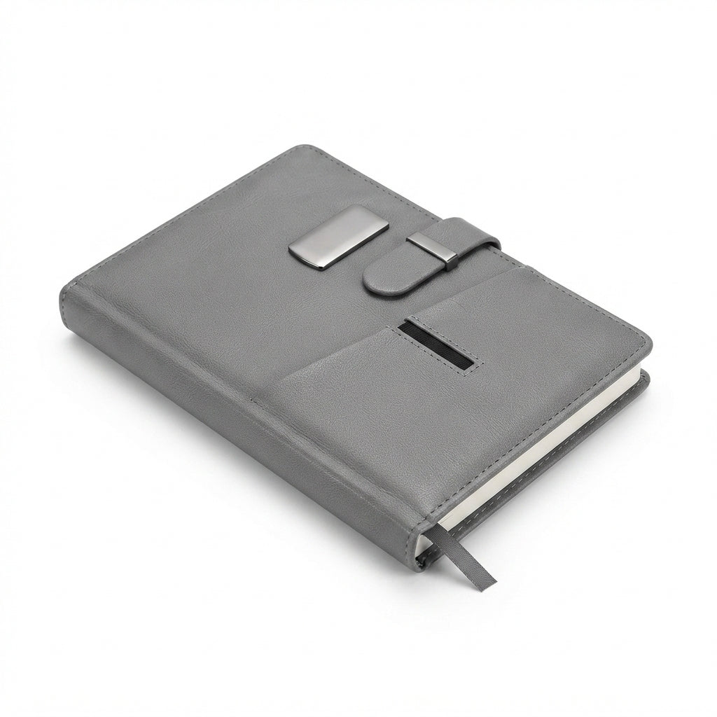PU Diary with Front Pocket - Grey - Meru Trophy corporate gifting