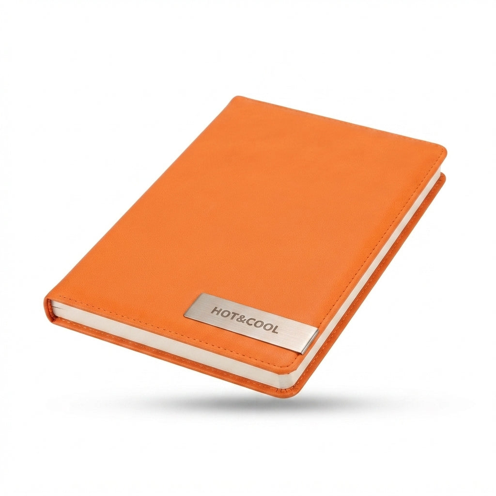 PU Diary with Metal Plate - Orange - Meru Trophy corporate gifting