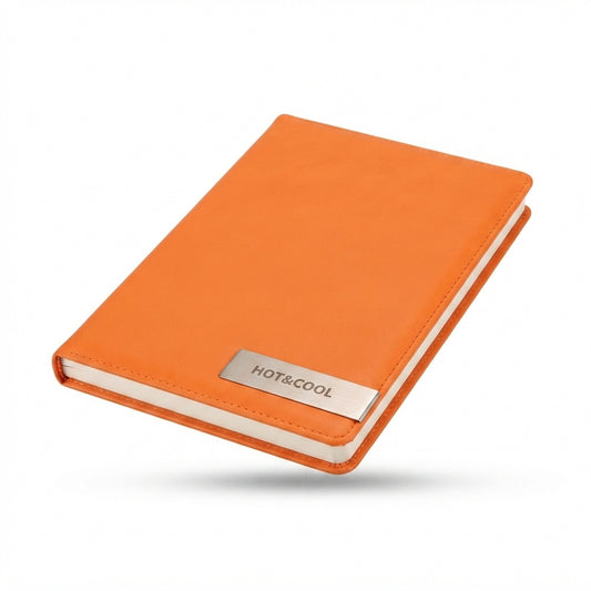 PU Diary with Metal Plate - Orange - Meru Trophy corporate gifting