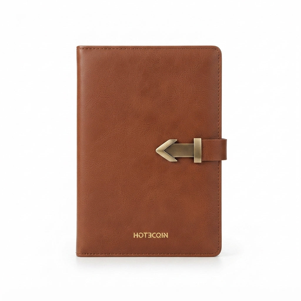PU Diary with Arrow Buckle Clasp - Brown - Meru Trophy corporate gifting