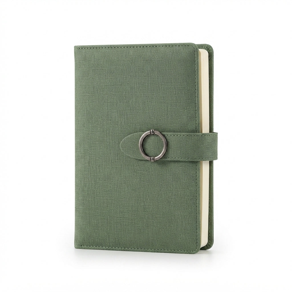 PU Diary with Metal Ring Clasp - Green - Meru Trophy corporate gifting