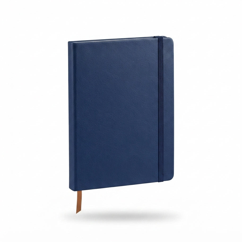 Classic PU Notebook with Elastic Band - Navy - Meru Trophy corporate gifting
