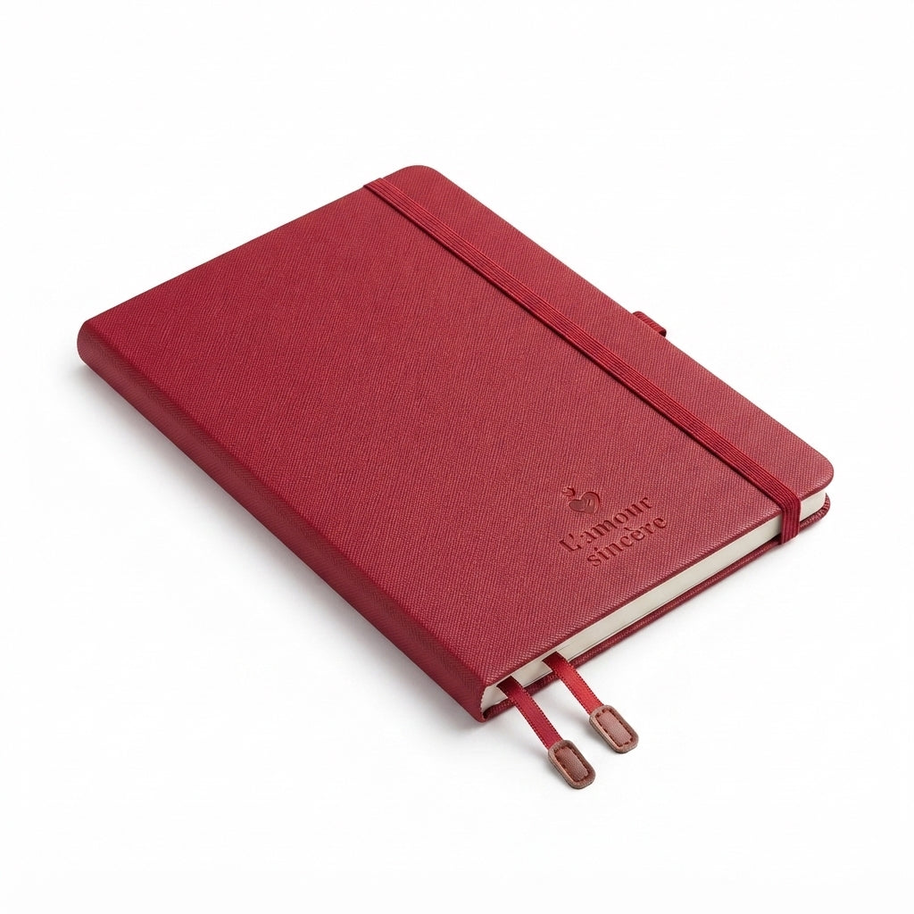 Classic PU Notebook with Elastic Band - Red - Meru Trophy corporate gifting