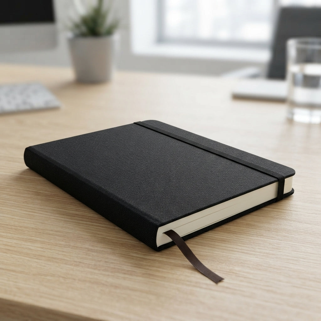 Classic PU Notebook with Elastic Band - lifestyle - Meru Trophy corporate gifting