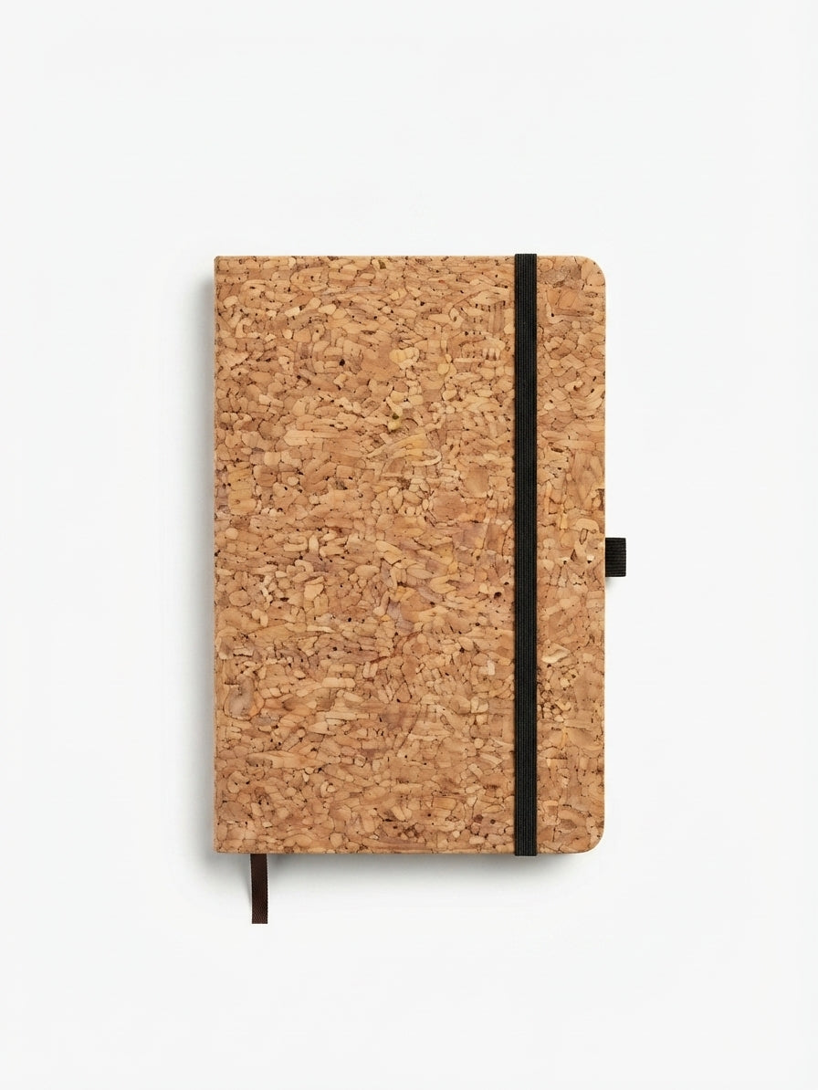Cork Cover Notebook with Elastic Band - Cork - Meru Trophy corporate gifting