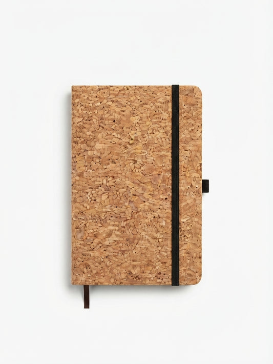 Cork Cover Notebook with Elastic Band - Cork - Meru Trophy corporate gifting