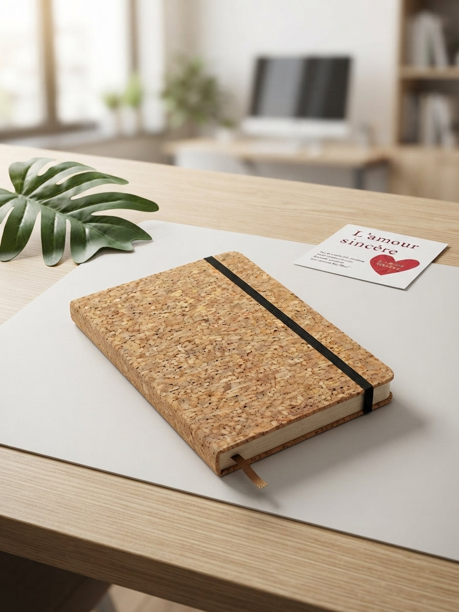 Cork Cover Notebook with Elastic Band - lifestyle - Meru Trophy corporate gifting
