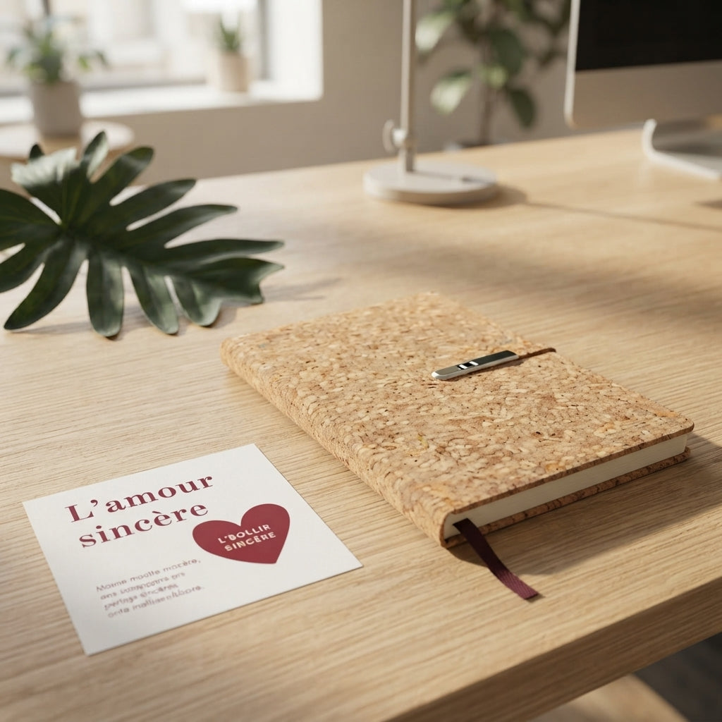 Cork Cover Diary with Metal Pen Clip - lifestyle - Meru Trophy corporate gifting