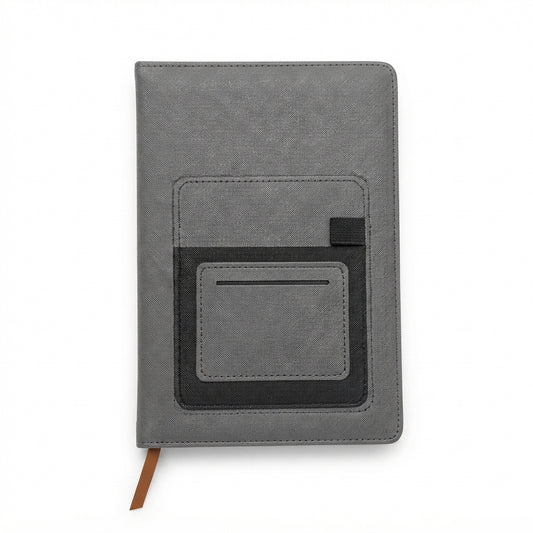 PU Diary with Phone Pocket Cover - Grey - Meru Trophy corporate gifting