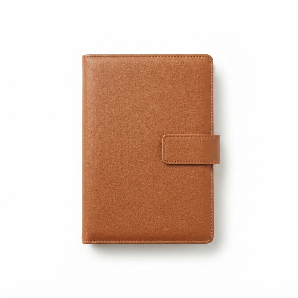 PU Diary with Belt Strap Closure - Tan - Meru Trophy corporate gifting