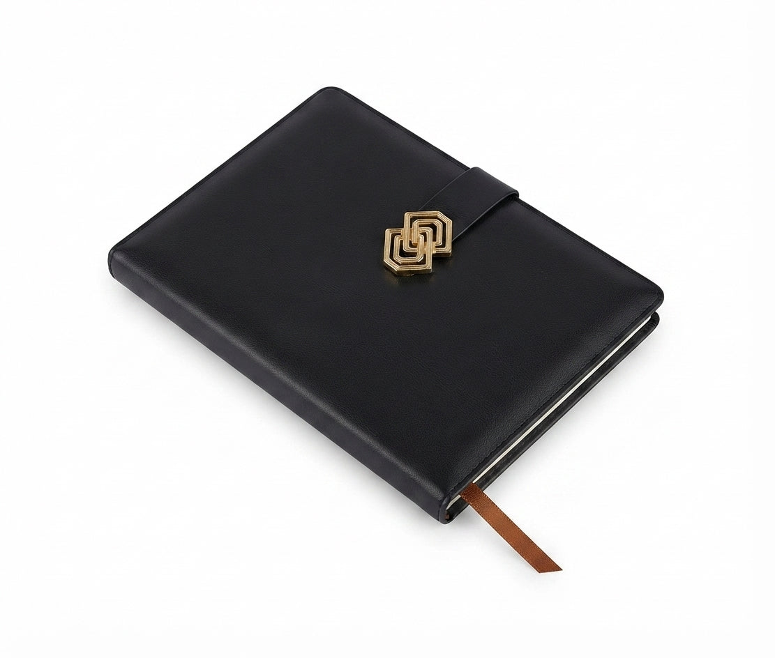 PU Diary with Metal Clasp - Black - Meru Trophy corporate gifting