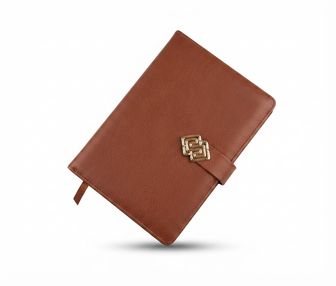 PU Diary with Metal Clasp - Brown - Meru Trophy corporate gifting