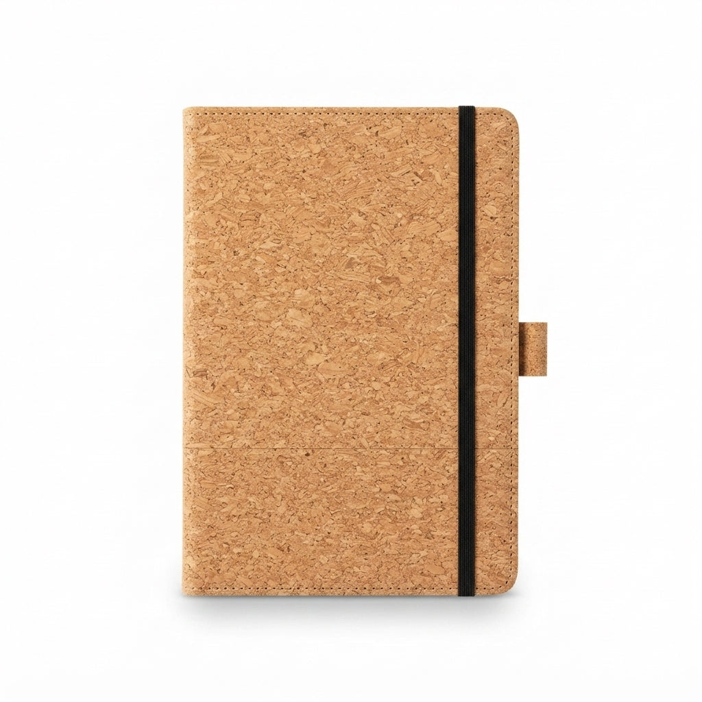 Half Cork PU Notebook with Elastic Band - Cork - Meru Trophy corporate gifting
