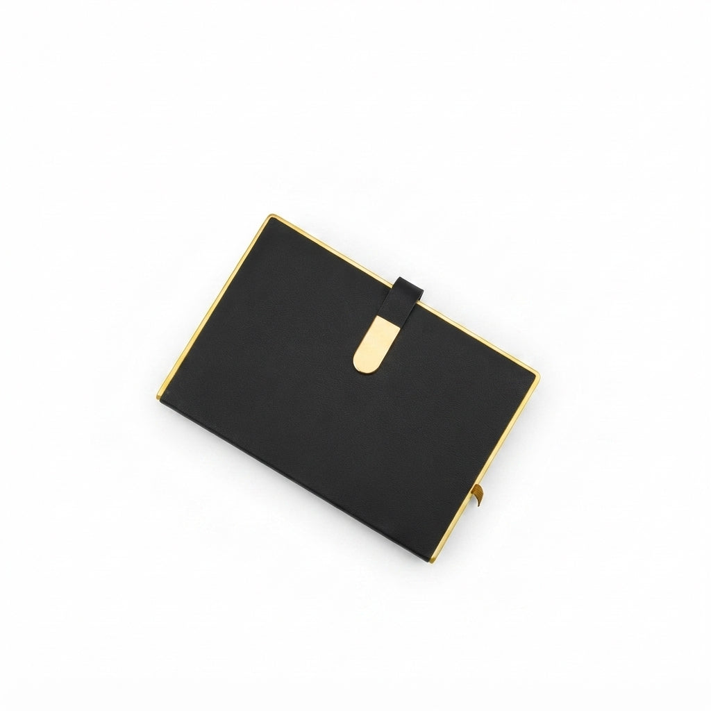 PU Diary with Gold Trim and Magnetic Clasp - Black - Meru Trophy corporate gifting