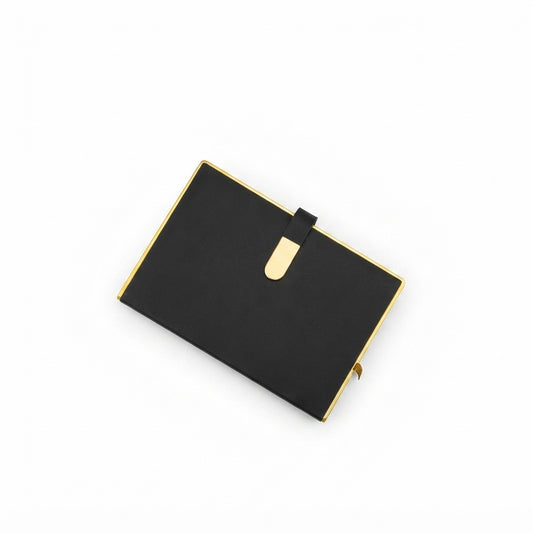 PU Diary with Gold Trim and Magnetic Clasp - Black - Meru Trophy corporate gifting