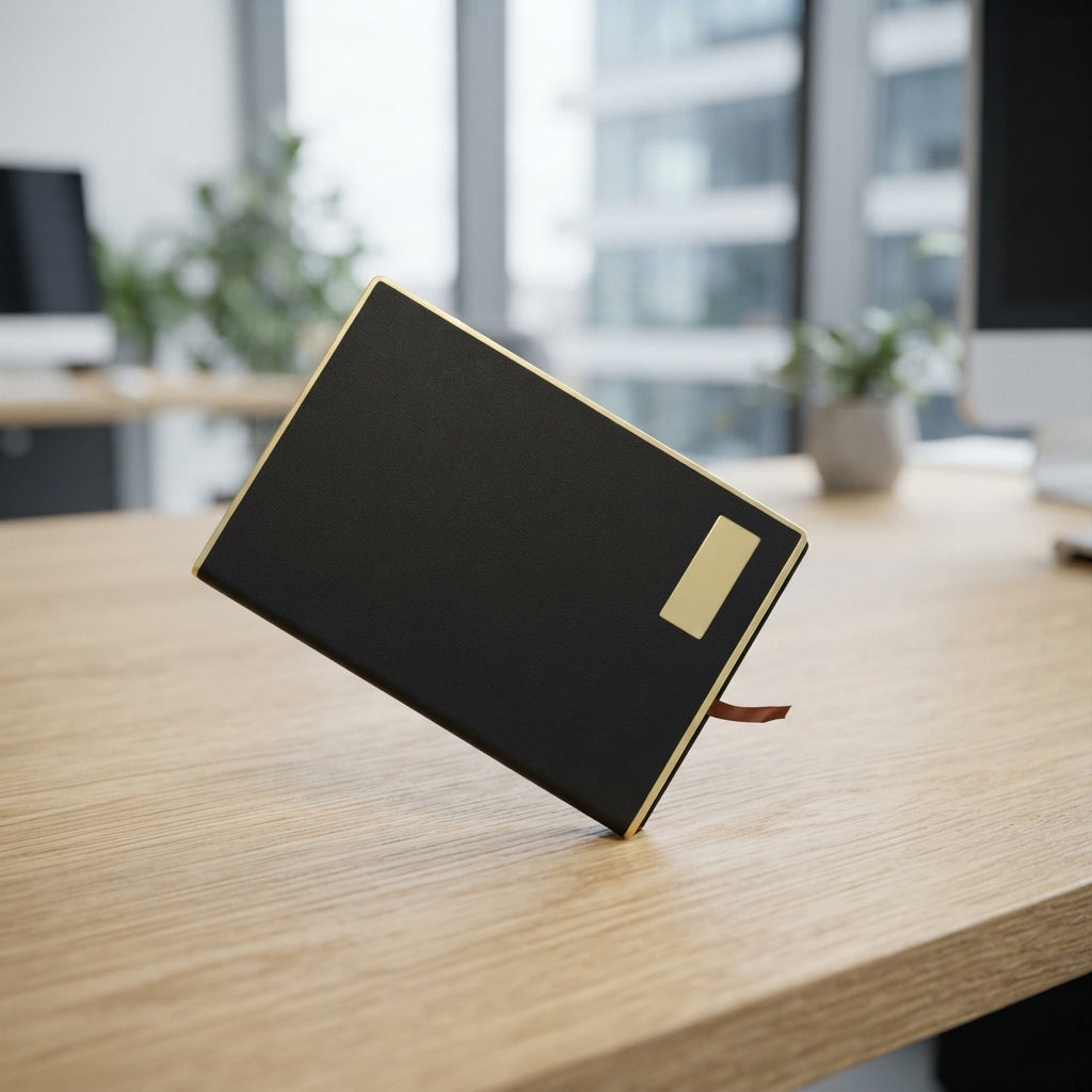 PU Diary with Gold Plate and Gold Edges - lifestyle - Meru Trophy corporate gifting