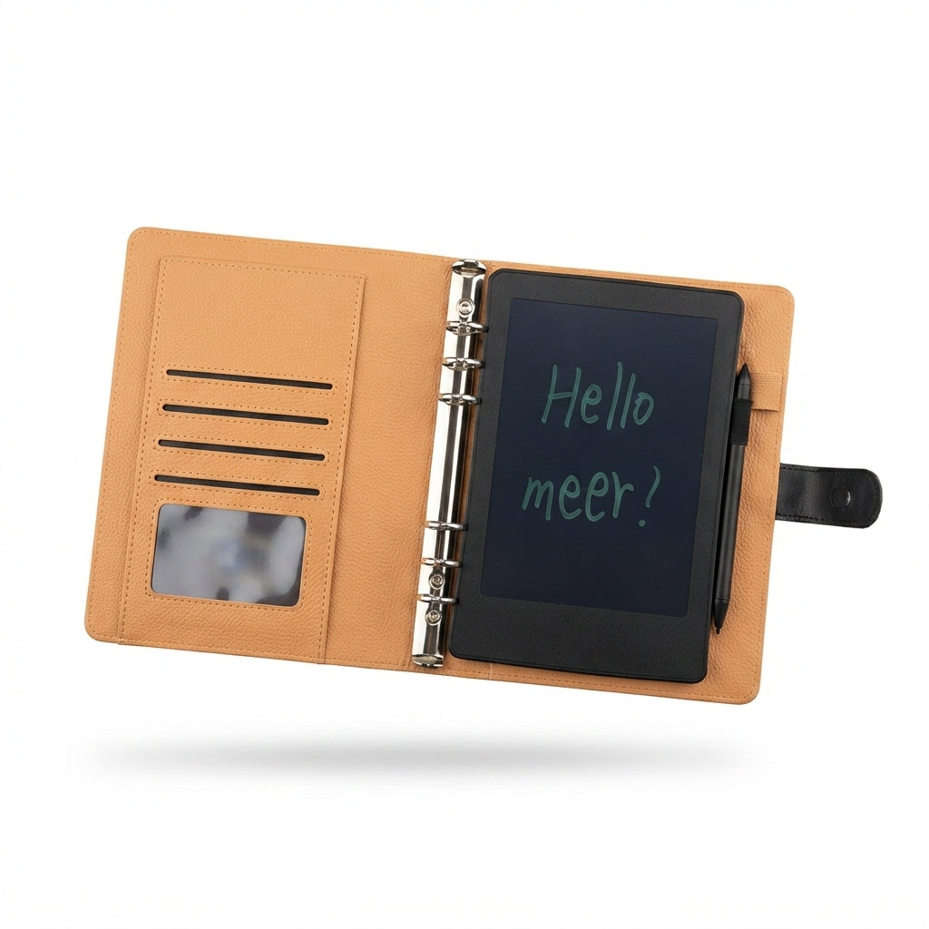 Organiser Diary with LCD Writing Tablet - Tan - Meru Trophy corporate gifting