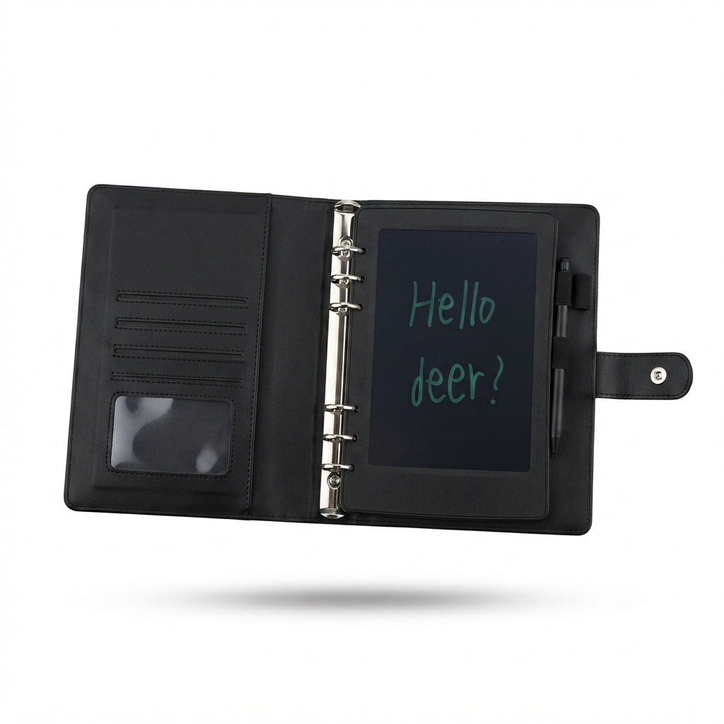 Organiser Diary with LCD Writing Tablet - Black - Meru Trophy corporate gifting