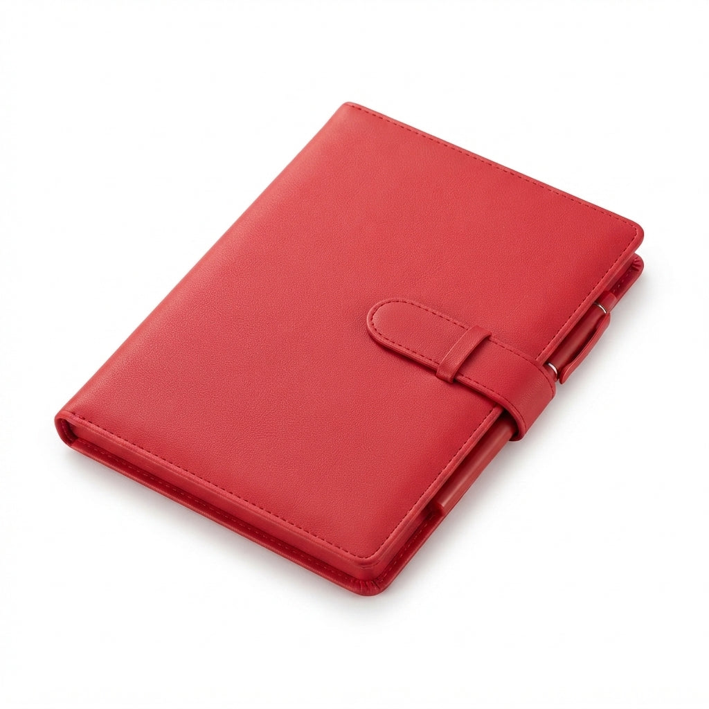 PU Diary with Loop Strap Closure - Red - Meru Trophy corporate gifting