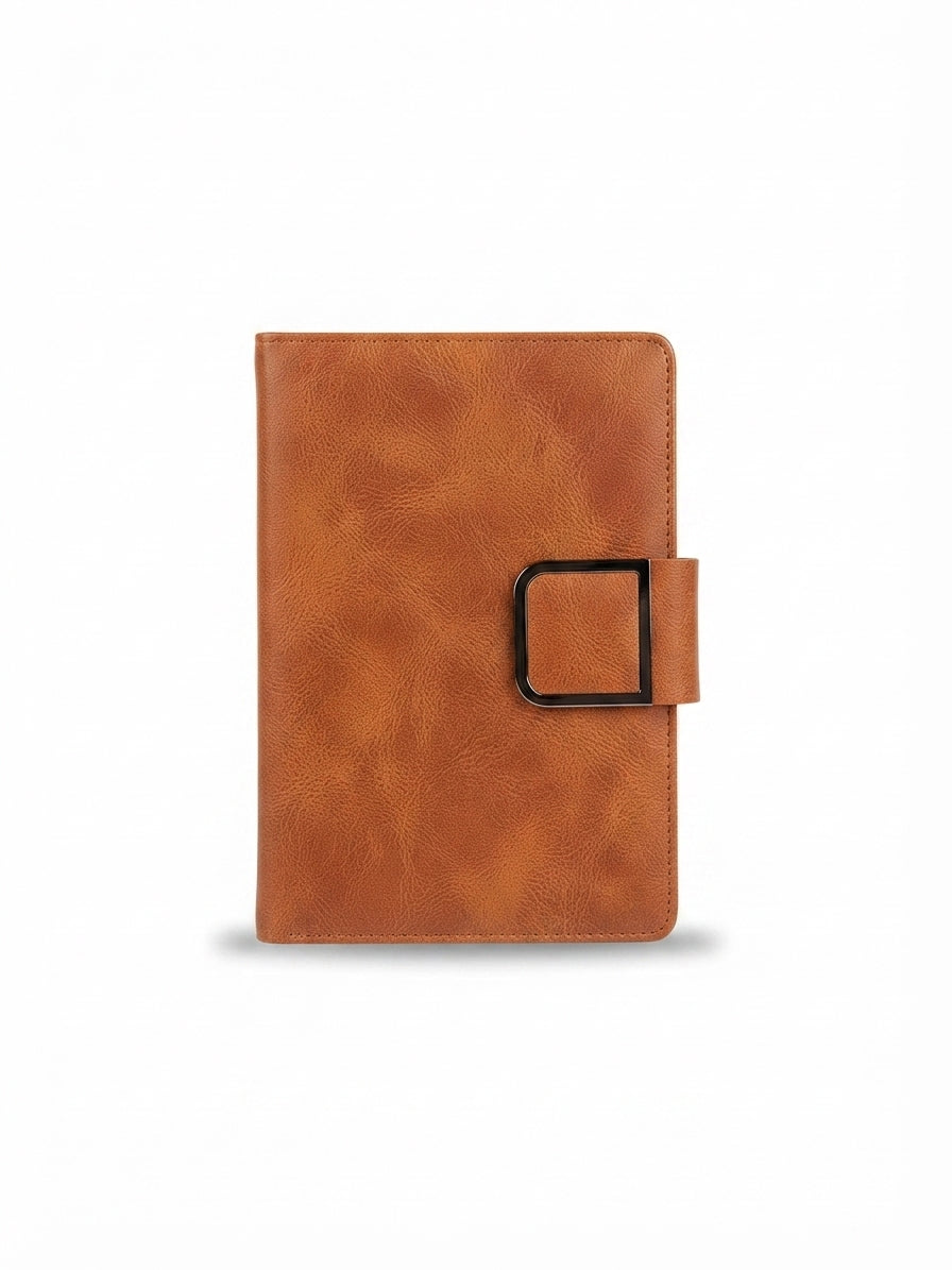 PU Diary with Square Magnetic Flap - Tan - Meru Trophy corporate gifting