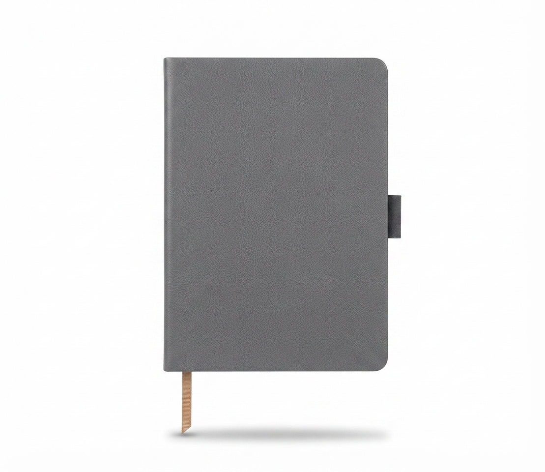 PU Notebook with Pen Loop - Grey - Meru Trophy corporate gifting